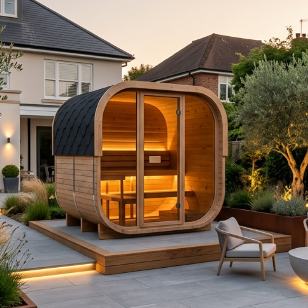Hekla Traditional Cube 250 Outdoor Sauna For Sale | Chevron Pools and Spas